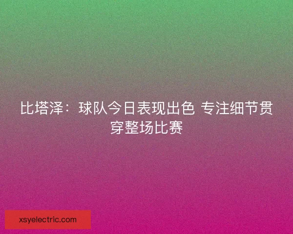 比塔泽：球队今日表现出色 专注细节贯穿整场比赛
