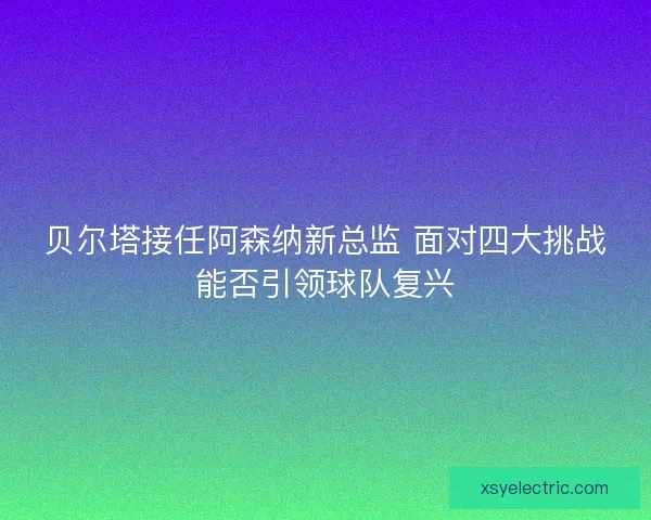 贝尔塔接任阿森纳新总监 面对四大挑战能否引领球队复兴