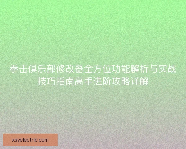 拳击俱乐部修改器全方位功能解析与实战技巧指南高手进阶攻略详解