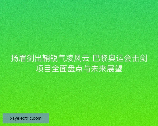 扬眉剑出鞘锐气凌风云 巴黎奥运会击剑项目全面盘点与未来展望