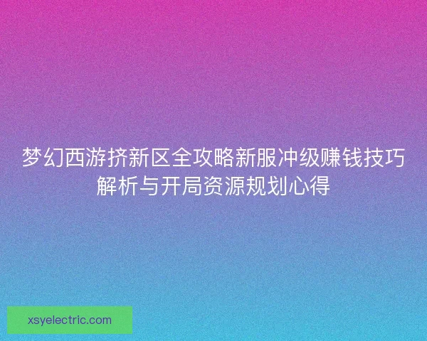 梦幻西游挤新区全攻略新服冲级赚钱技巧解析与开局资源规划心得